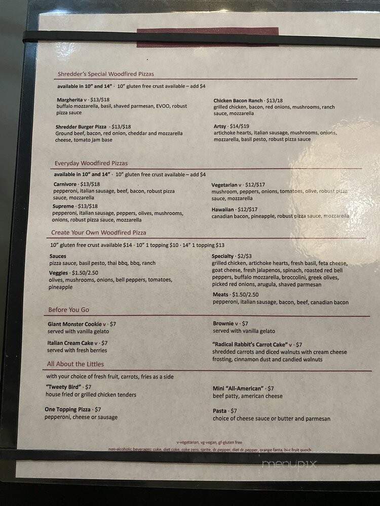 Shredders Public House - Bella Vista, AR menu_pic