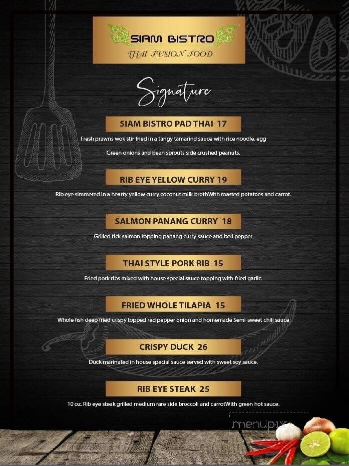 Siam Bistro Thai Fine Dining - Clovis, NM menu_pic