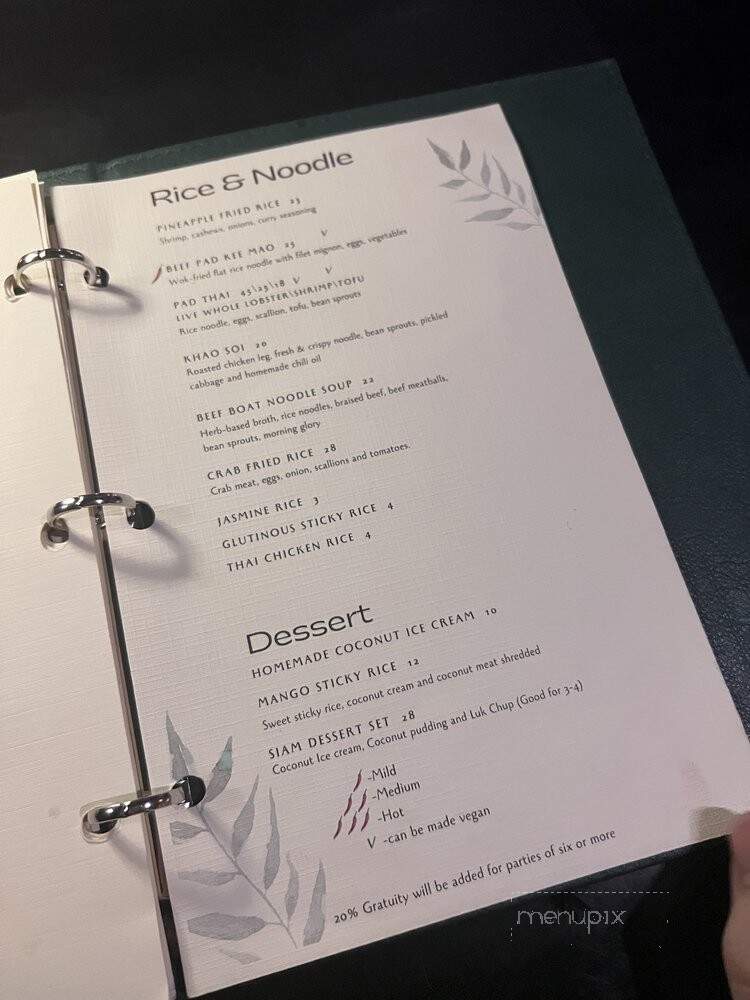 Siam - Queens, NY menu_pic