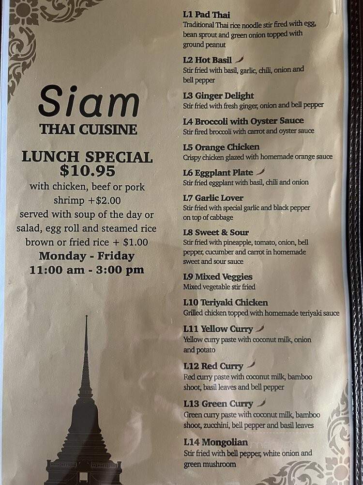 Siam Thai - Victorville, CA menu_pic