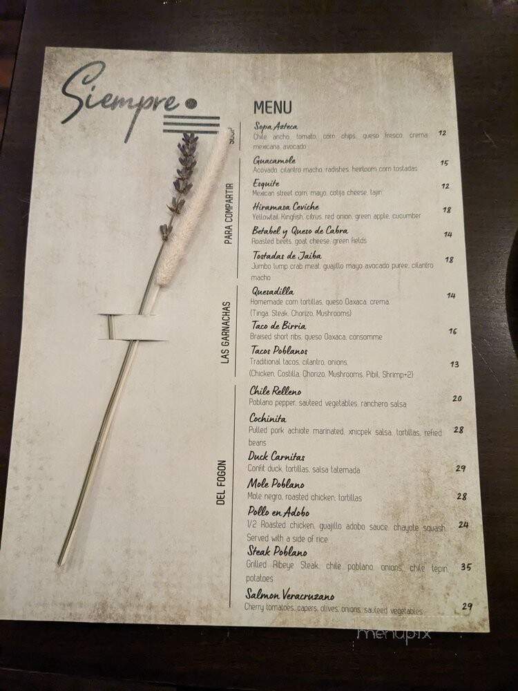 Siempre - Brooklyn, NY menu_pic