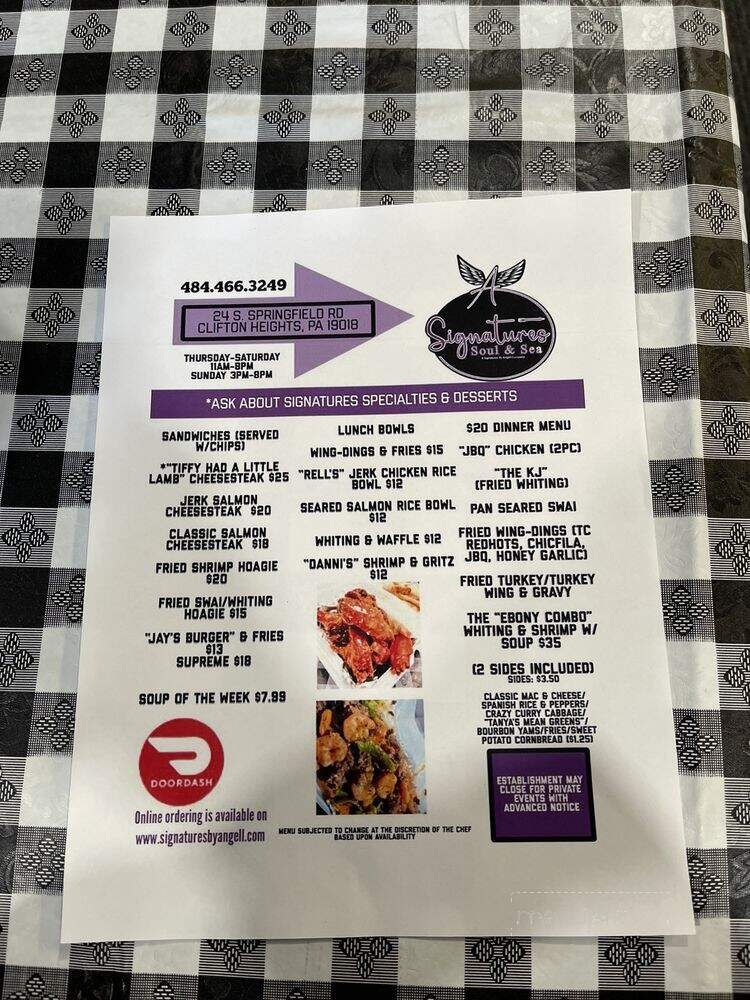 Signatures Soul and Sea - Clifton Heights, PA menu_pic