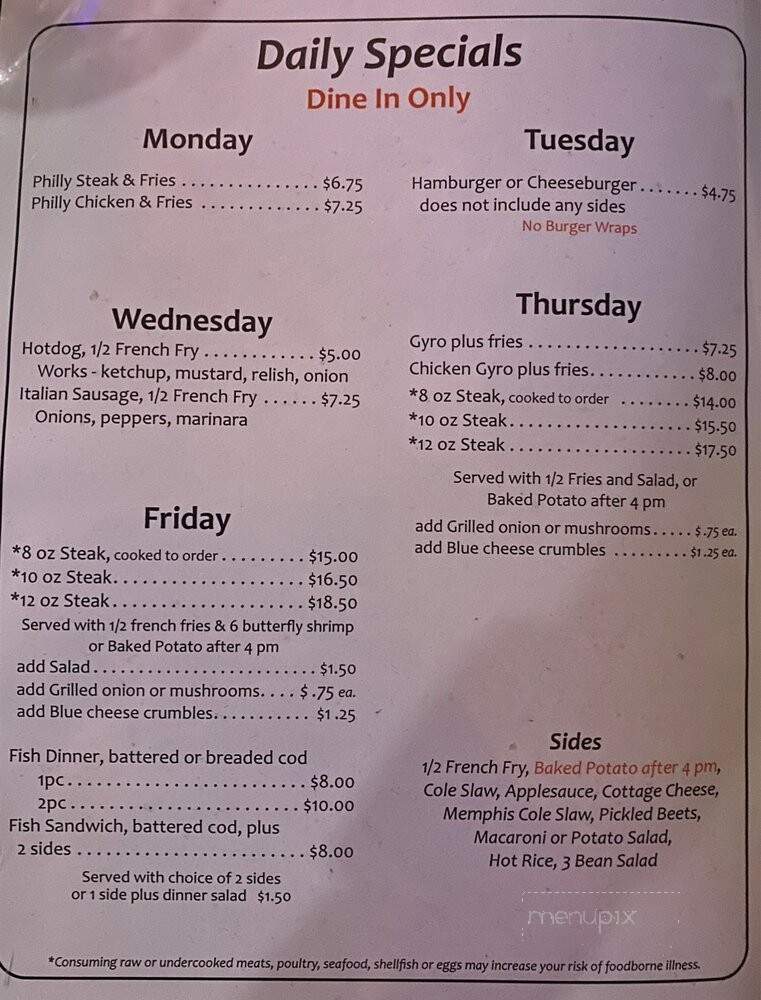 Cricket - Clinton, OH menu_pic
