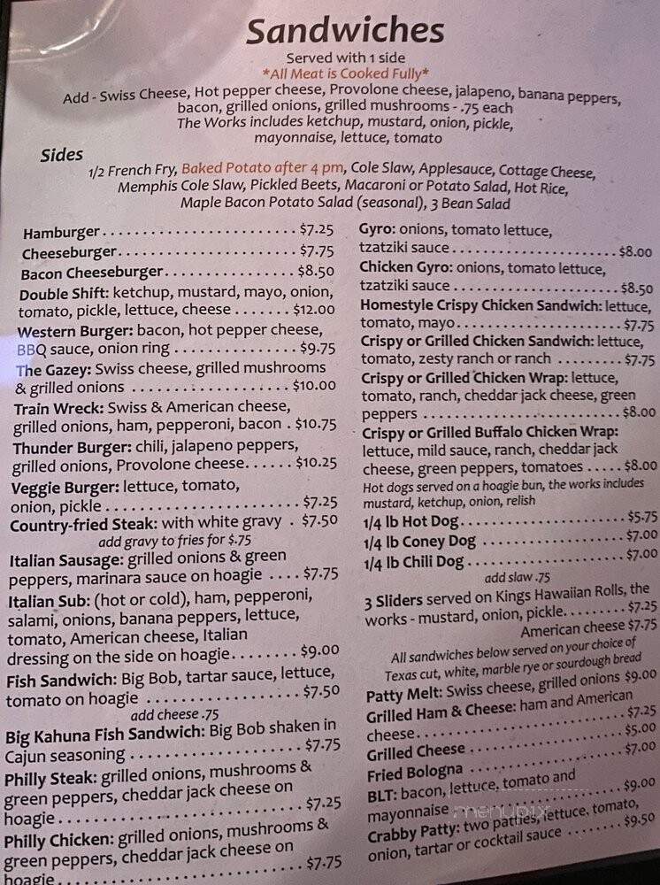 Cricket - Clinton, OH menu_pic