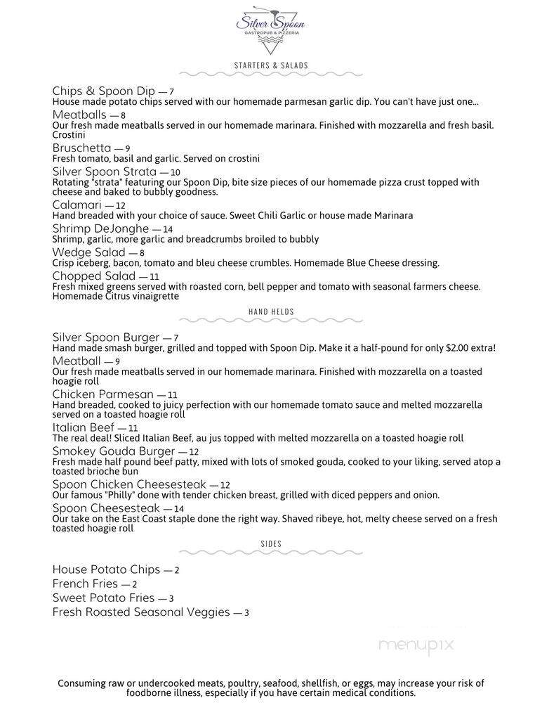 Silver Spoon Gastropub & Pizzeria - Silver Lake, WI menu_pic