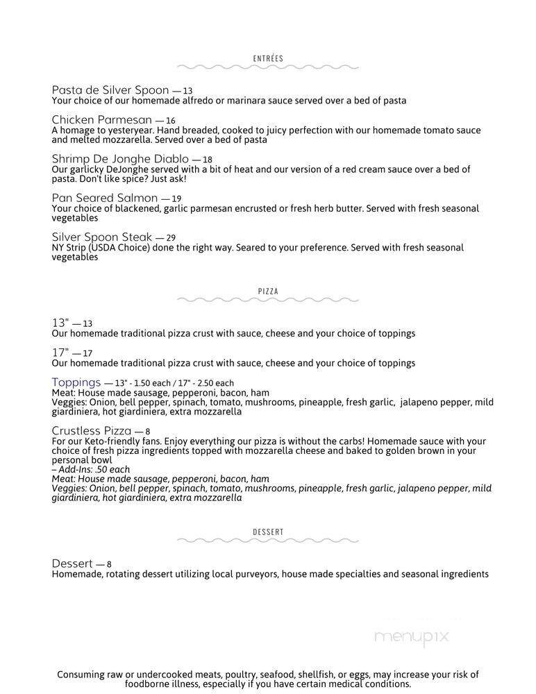 Silver Spoon Gastropub & Pizzeria - Silver Lake, WI menu_pic