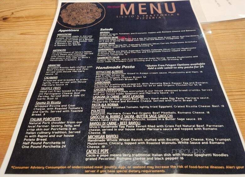 Silvio's Trattoria e Pizzeria - Canton, MI menu_pic