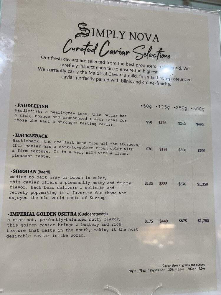 Simply Nova - Brooklyn, NY menu_pic
