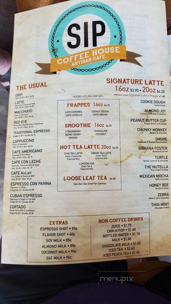Sip Coffee House 3 - Cedar Lake, IN menu_pic