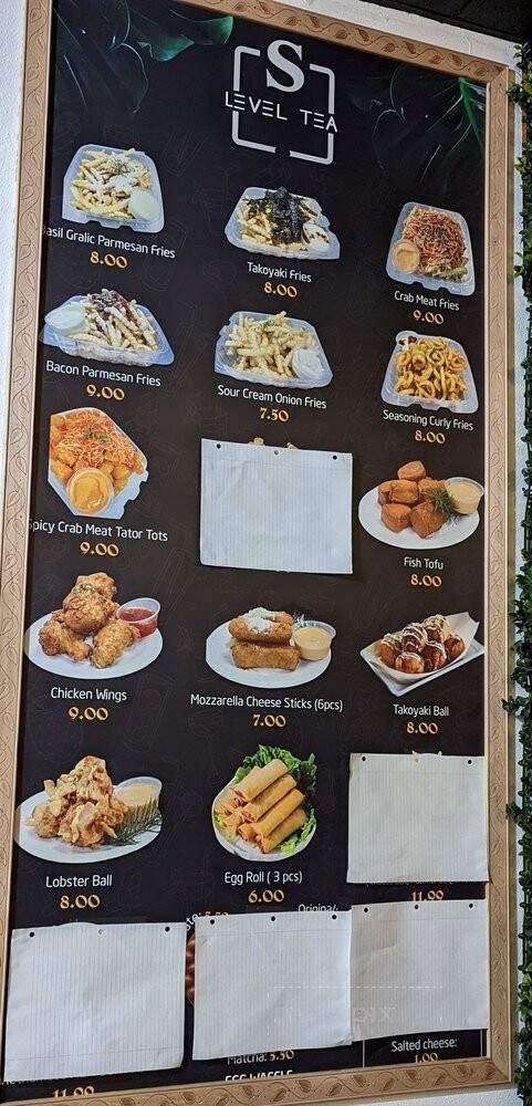 S Level Tea - Kent, WA menu_pic