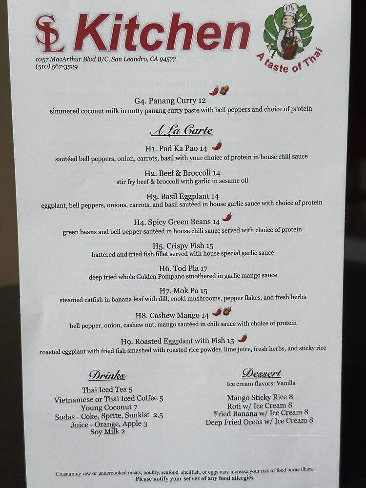 SL Kitchen - San Leandro, CA menu_pic