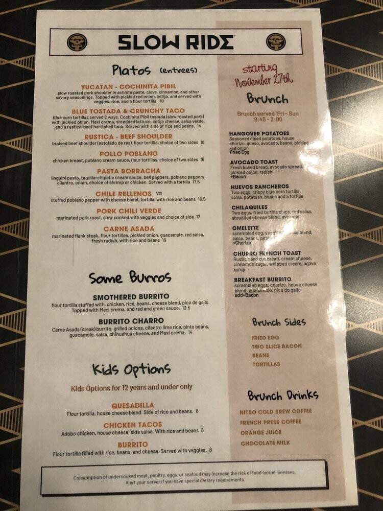 Slow Ride Tequila Cocina - Watford City, ND menu_pic