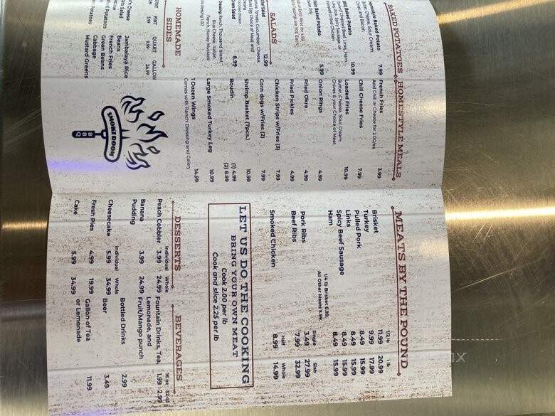 Smokeroom BBQ - Houston, TX menu_pic