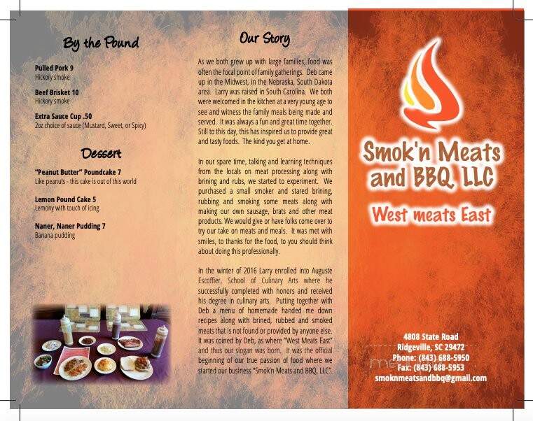 Smok'n Meats and BBQ - Ridgeville, SC menu_pic