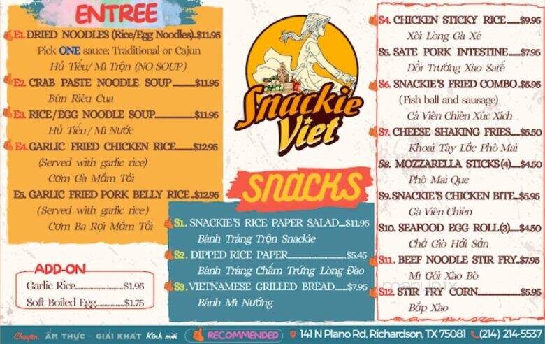 Snackie Viet - Richardson, TX menu_pic
