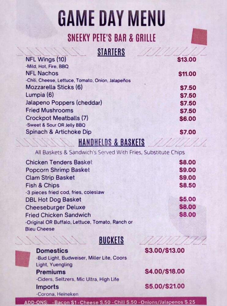 Sneeky Pete's - Virginia Beach, VA menu_pic