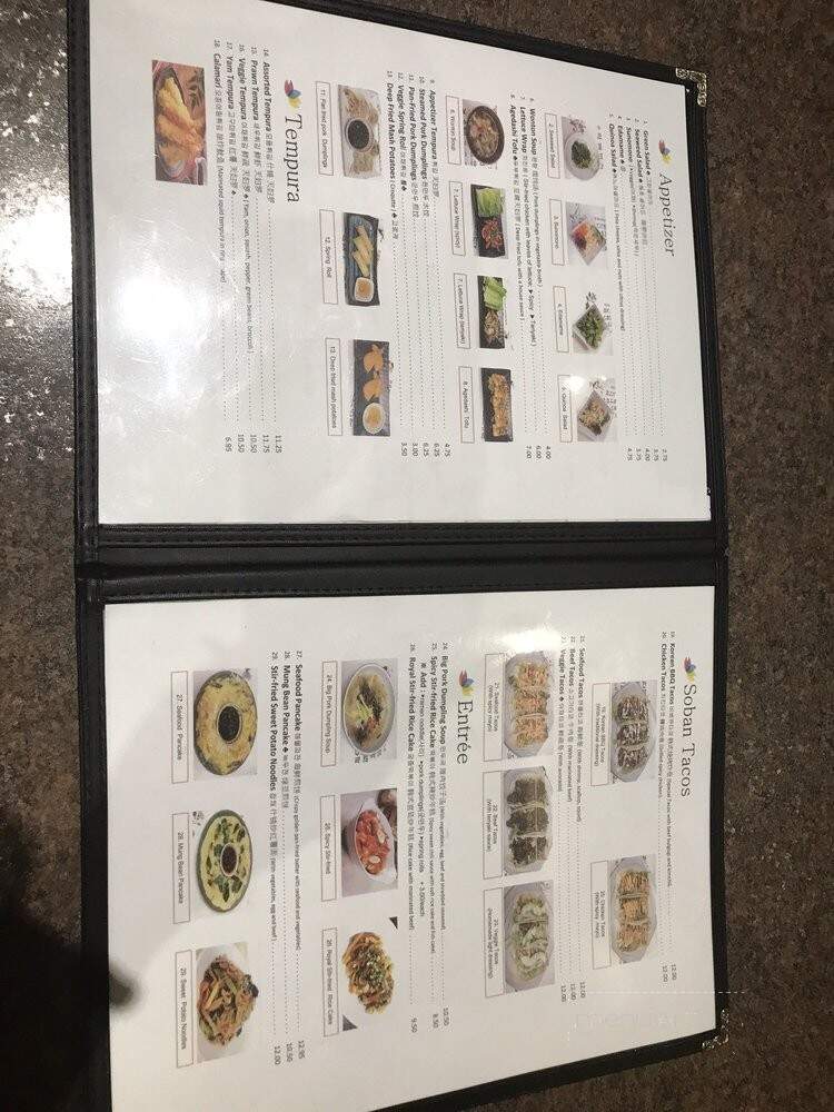 Soban Korean Bistro - Kelowna, BC menu_pic