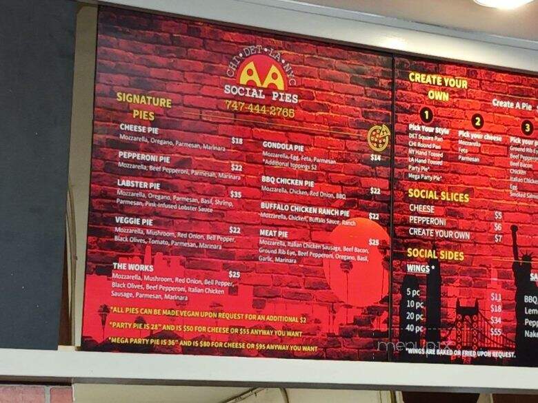 Social Pies - Canoga Park, CA menu_pic