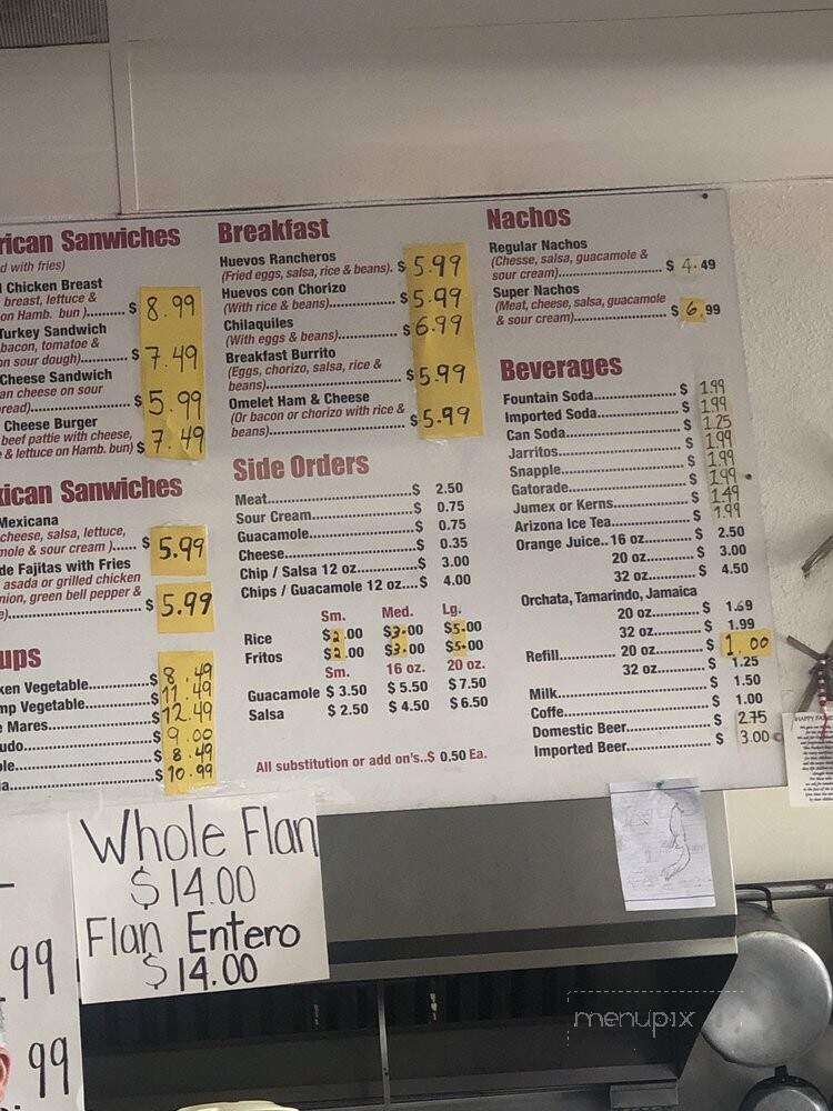 Sombrero Taqueria - Stockton, CA menu_pic