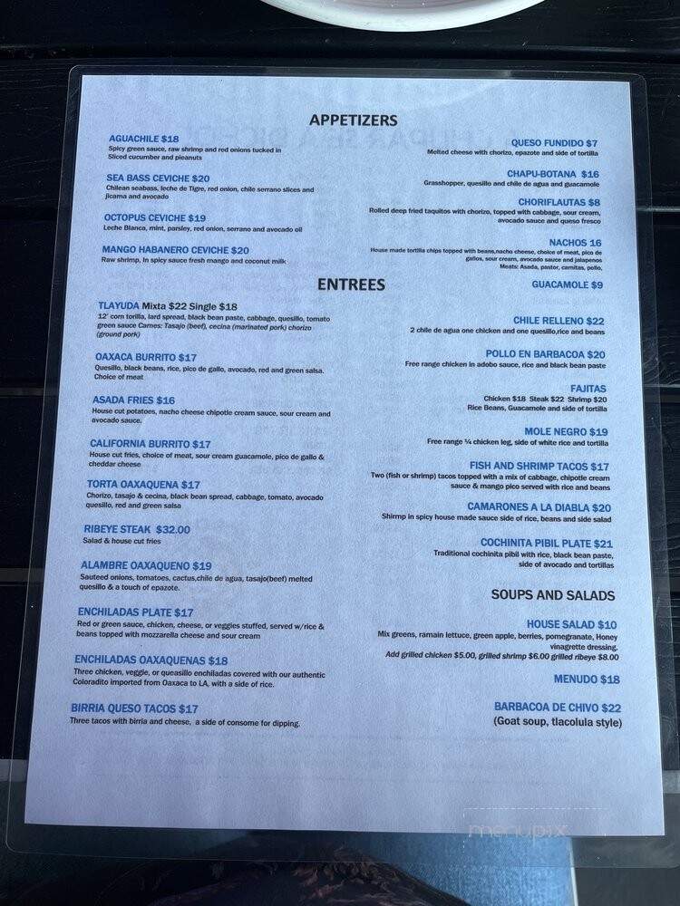 Somos Oaxaca - Los Angeles, CA menu_pic
