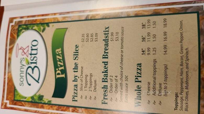 Sonny's Bistro - Indianapolis, IN menu_pic