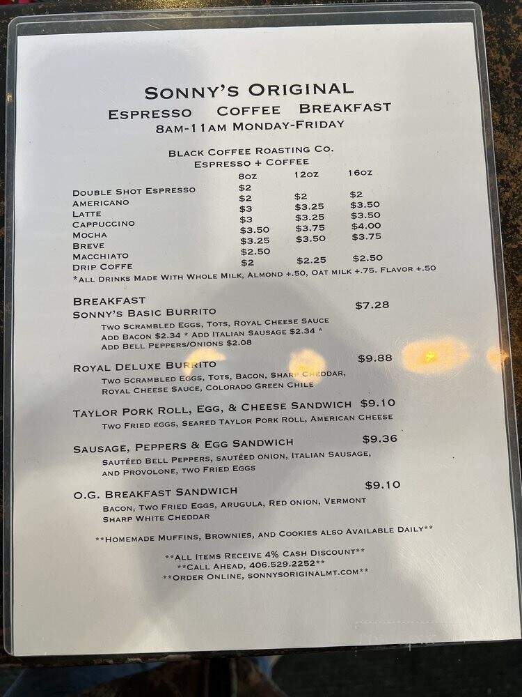 Sonnys Original - Missoula, MT menu_pic