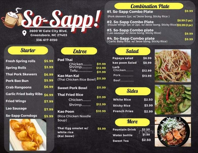 So-Sapp! Lao and Thai Fusion Street Eats - Greensboro, NC menu_pic