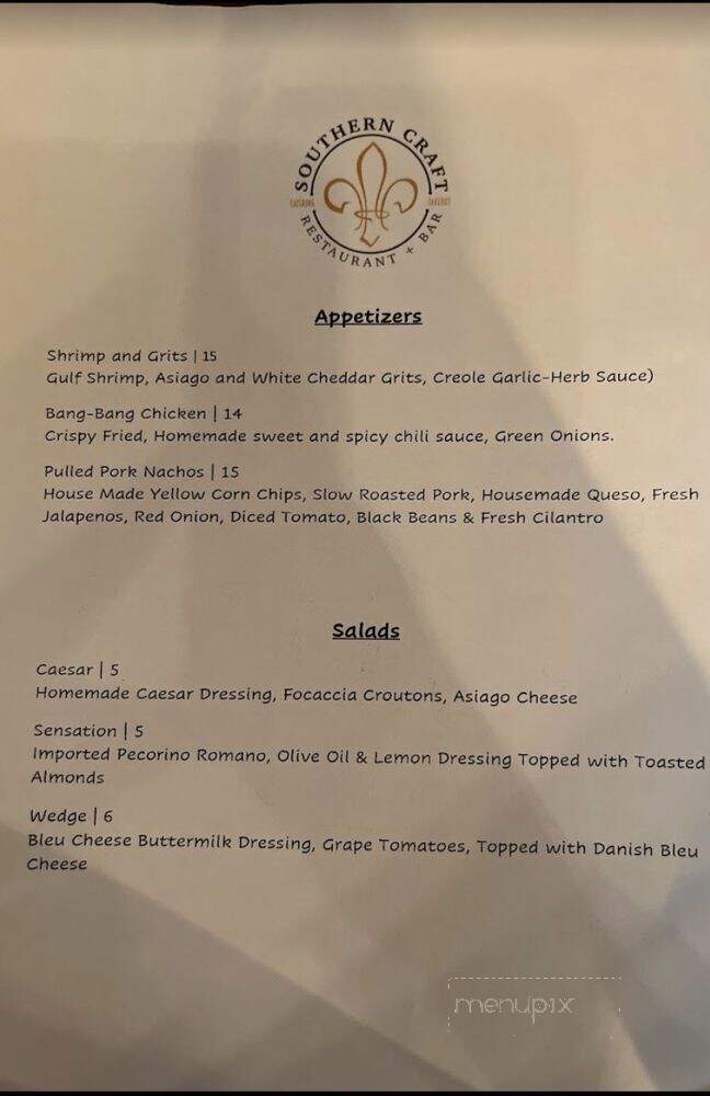 Southern Craft - Parkersburg, WV menu_pic