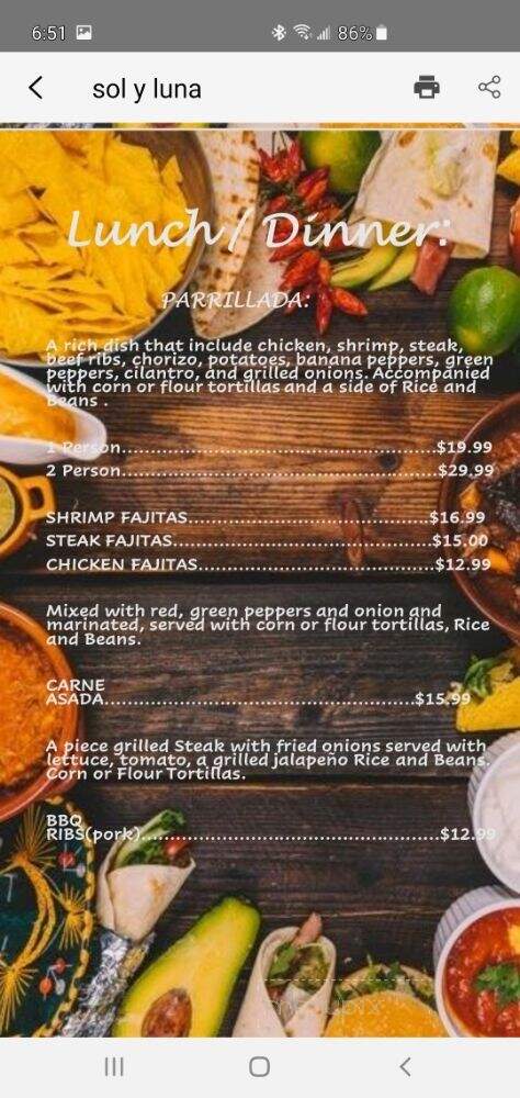 Soy Y Luna - Waterford, WI menu_pic