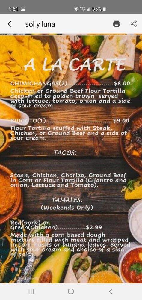 Soy Y Luna - Waterford, WI menu_pic