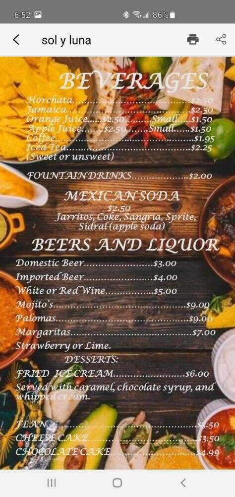 Soy Y Luna - Waterford, WI menu_pic
