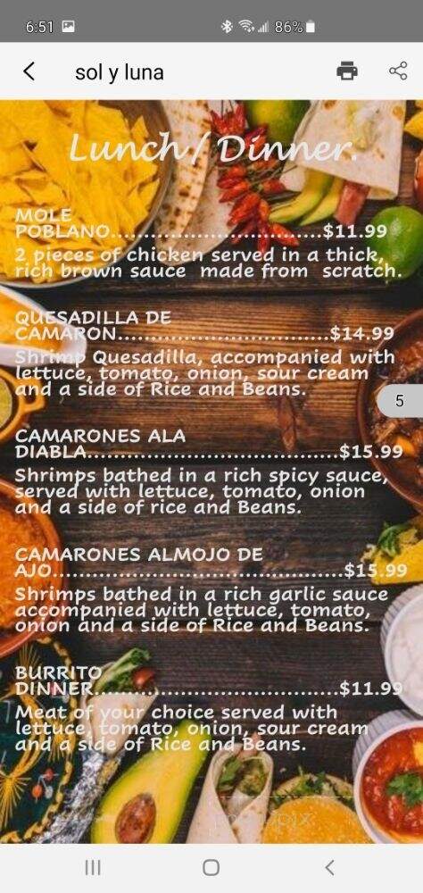 Soy Y Luna - Waterford, WI menu_pic
