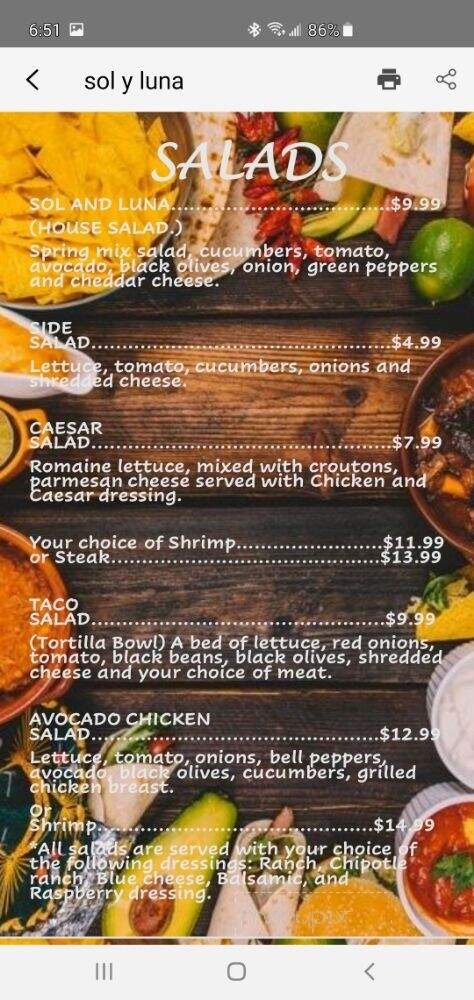 Soy Y Luna - Waterford, WI menu_pic