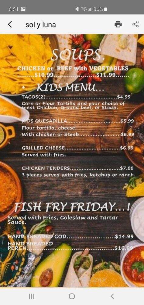 Soy Y Luna - Waterford, WI menu_pic
