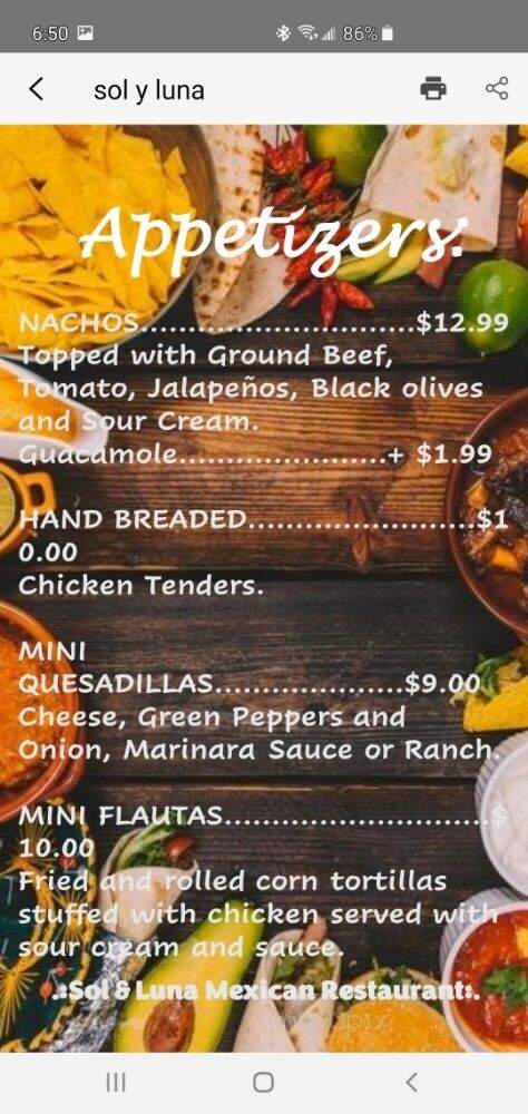 Soy Y Luna - Waterford, WI menu_pic