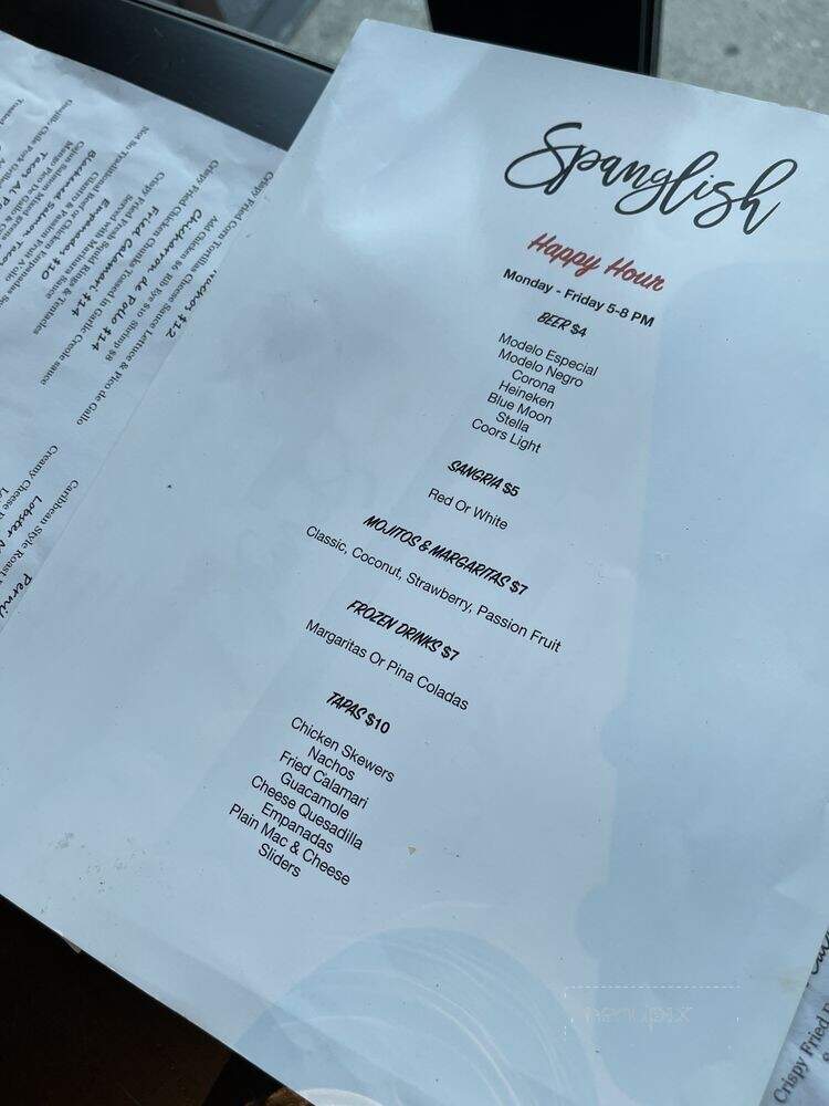 Spanglish Bar & Restaurant - Bronx, NY menu_pic