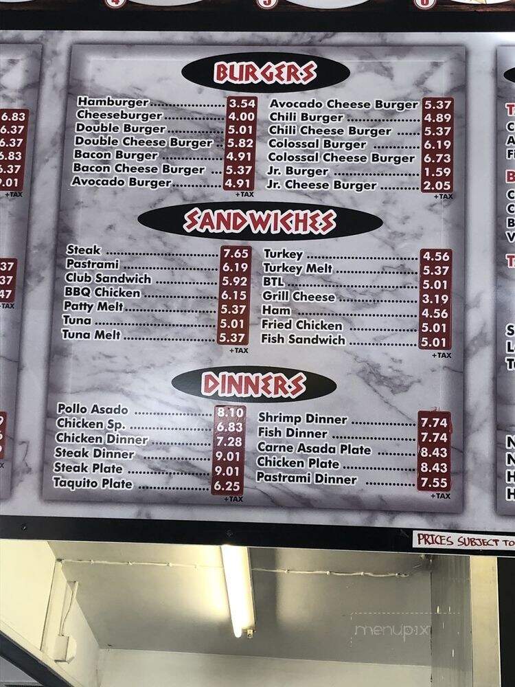 Spartan Burgers - Huntington Park, CA menu_pic
