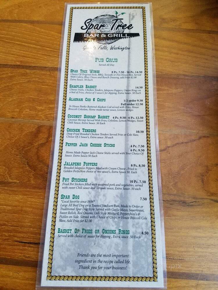 Spar Tree Tavern - Granite Falls, WA menu_pic