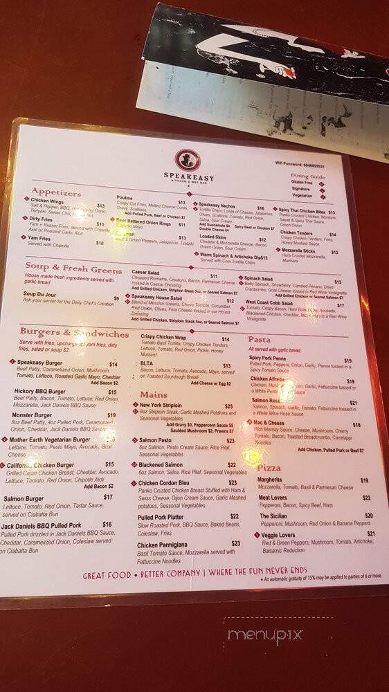 Speakeasy On Granville - Vancouver, BC menu_pic