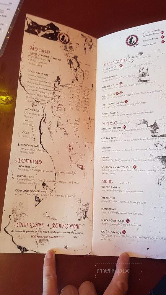 Speakeasy On Granville - Vancouver, BC menu_pic