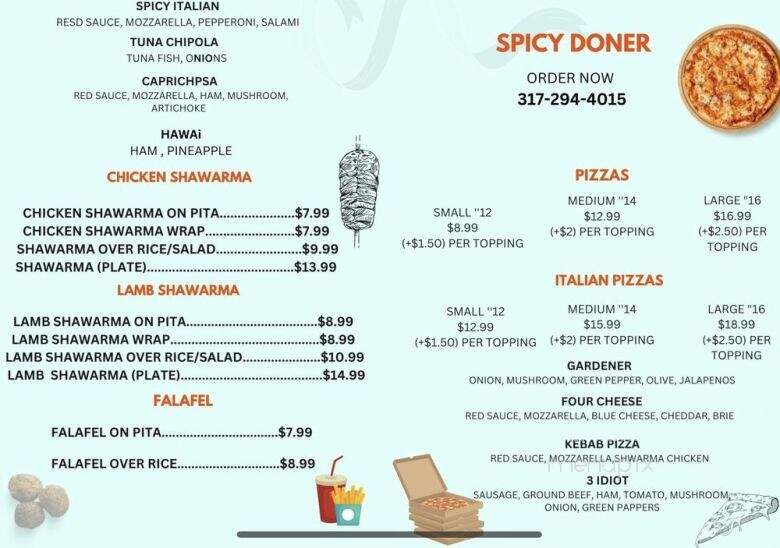 Spicy Doner - Indianapolis, IN menu_pic