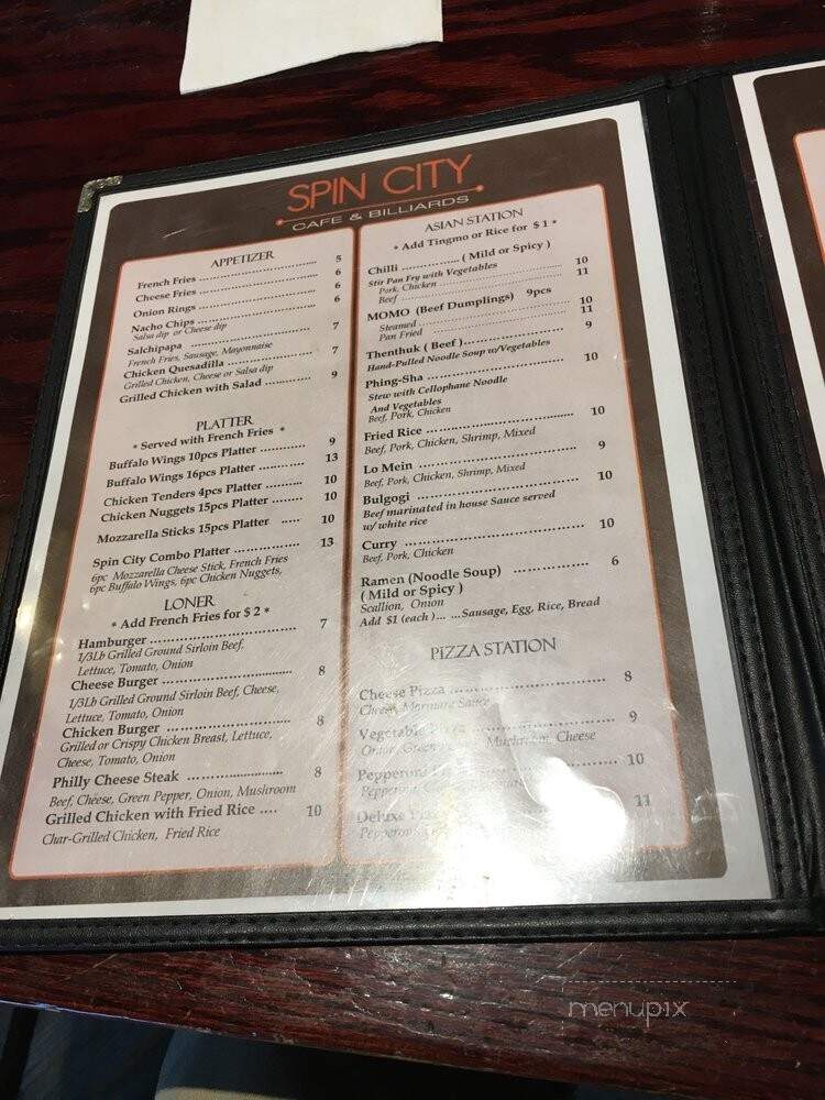 Spin City Billiard & Cafe - Woodside, NY menu_pic