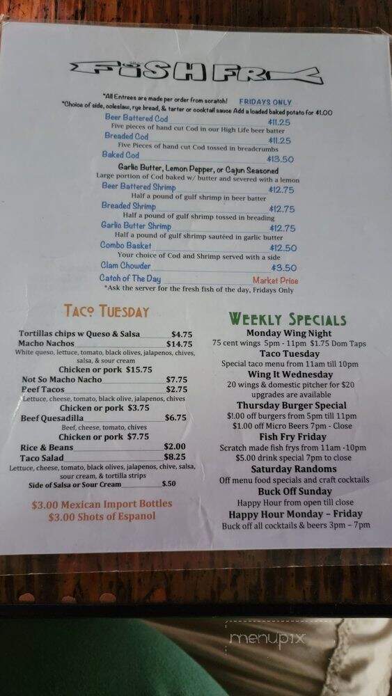 Spitfires On State - Milwaukee, WI menu_pic
