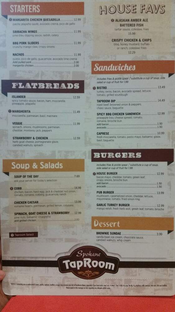 Spokane Tap Room - Spokane, WA menu_pic