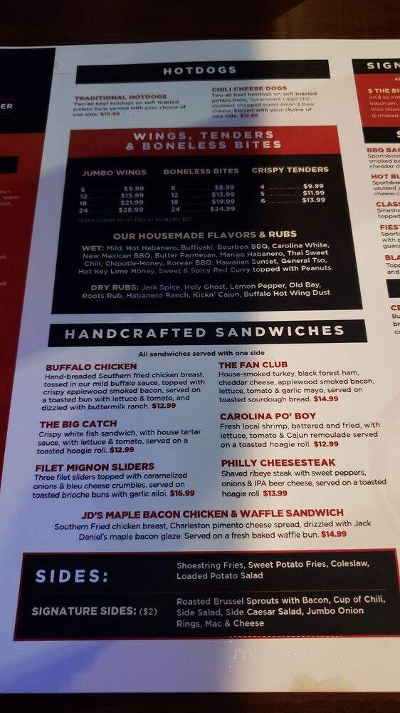 SportsBook - Summerville, SC menu_pic