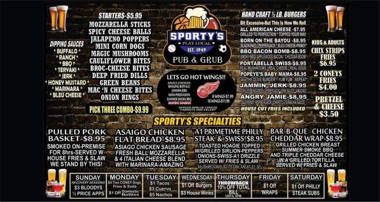Sportsman - Paw Paw, MI menu_pic
