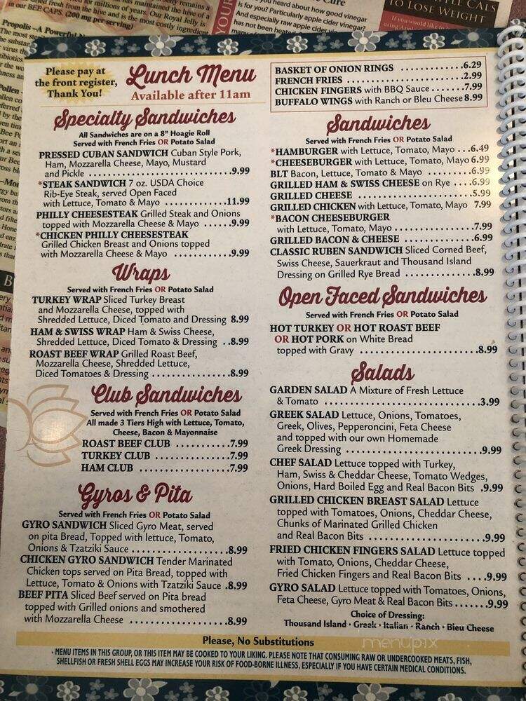 Spring Garden Restaurant - Myrtle Beach, SC menu_pic