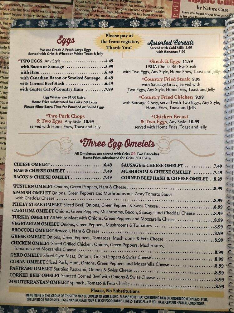Spring Garden Restaurant - Myrtle Beach, SC menu_pic