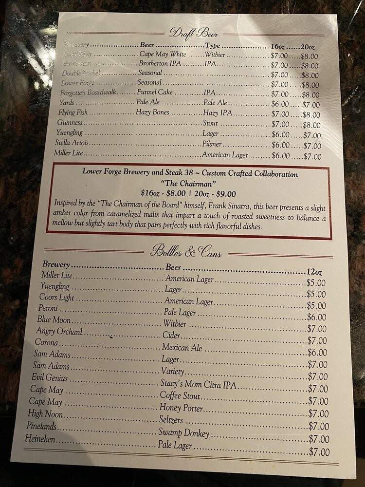 Steak 38 - Tabernacle, NJ menu_pic