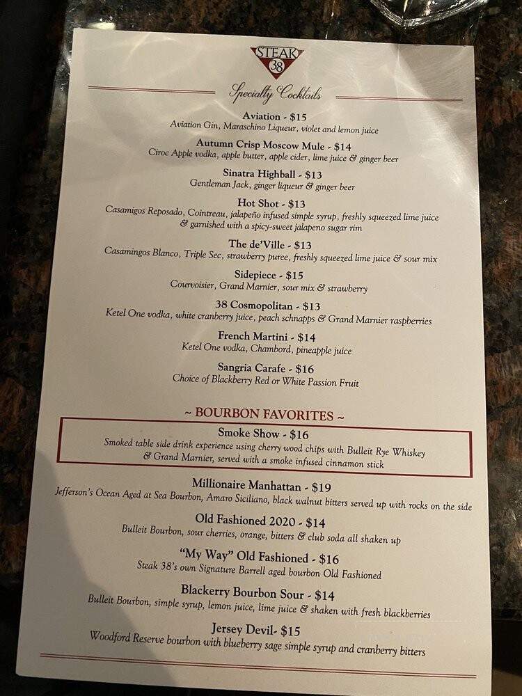 Steak 38 - Tabernacle, NJ menu_pic